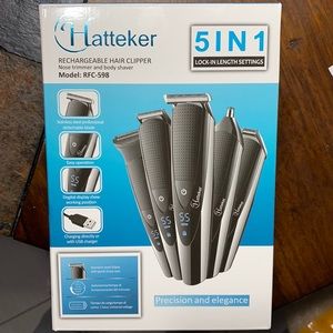 NEW! 5 in 1 rechargeable hair clipper. Nose trimmer and body shaver.